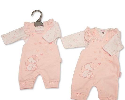 Premature Baby Girls 2 pcs Dungaree Set - Elephant (PK6) (NB-6m) PB-20-753