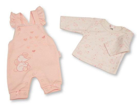 Premature Baby Girls 2 pcs Dungaree Set - Elephant (PK6) (3-8lbs) PB-20-753