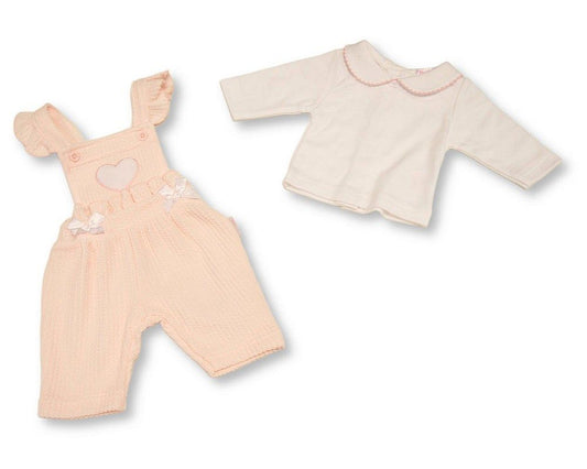 Premature Baby Girls 2 pcs Dungaree Set with Bows- Hearts (PK6) (3-8lbs) PB-20-758