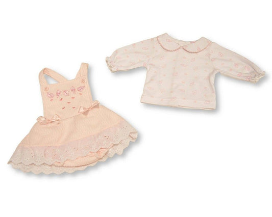 Premature Baby Girls 2 pcs Spanish Dress Set with Lace and Bows - Leaves and Hearts (PK6) (3-8lbs) PB-20-759