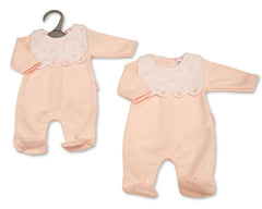 Premature Baby Girls All in One with Bib Front - Leaves and Hearts (PK6) (NB-6m) PB-20-761