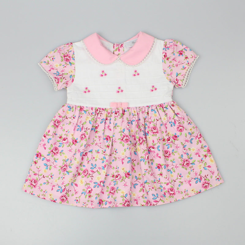 GIRLS ALL OVER EMBROIDERY DRESS PINK (PK 6) (1-2 YEARS) E33218