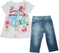 Girls Top & Jeans Set - Smile - 2-6Yrs - (04JTC202) - Kidswholesale.co.uk