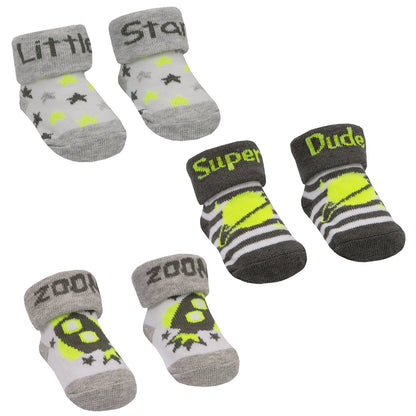 Boys Organza Bag Gift Socks -Space theme (0-12 Months) 10C156 - Kidswholesale.co.uk