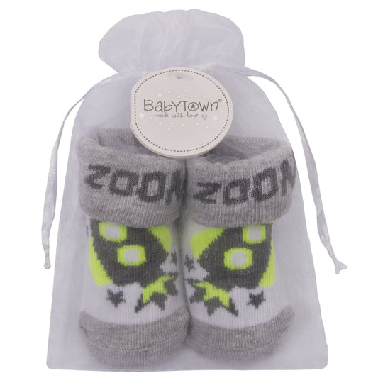 Boys Organza Bag Gift Socks -Space theme (0-12 Months) 10C156 - Kidswholesale.co.uk