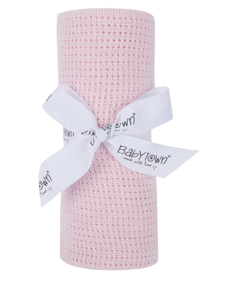 Baby Gift Soft Handle Pink Cellular Blanket 19C189-P - Kidswholesale.co.uk
