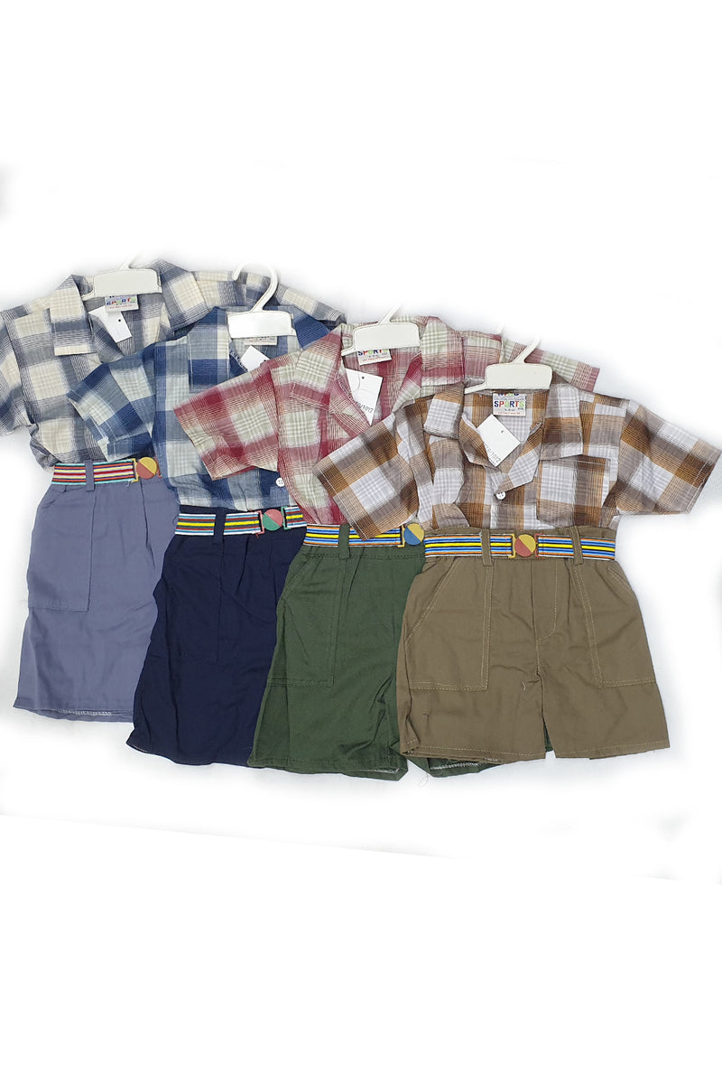 Boys 2pc Shorts Set - Large Check (PK16) (2-6years) 3779-1012