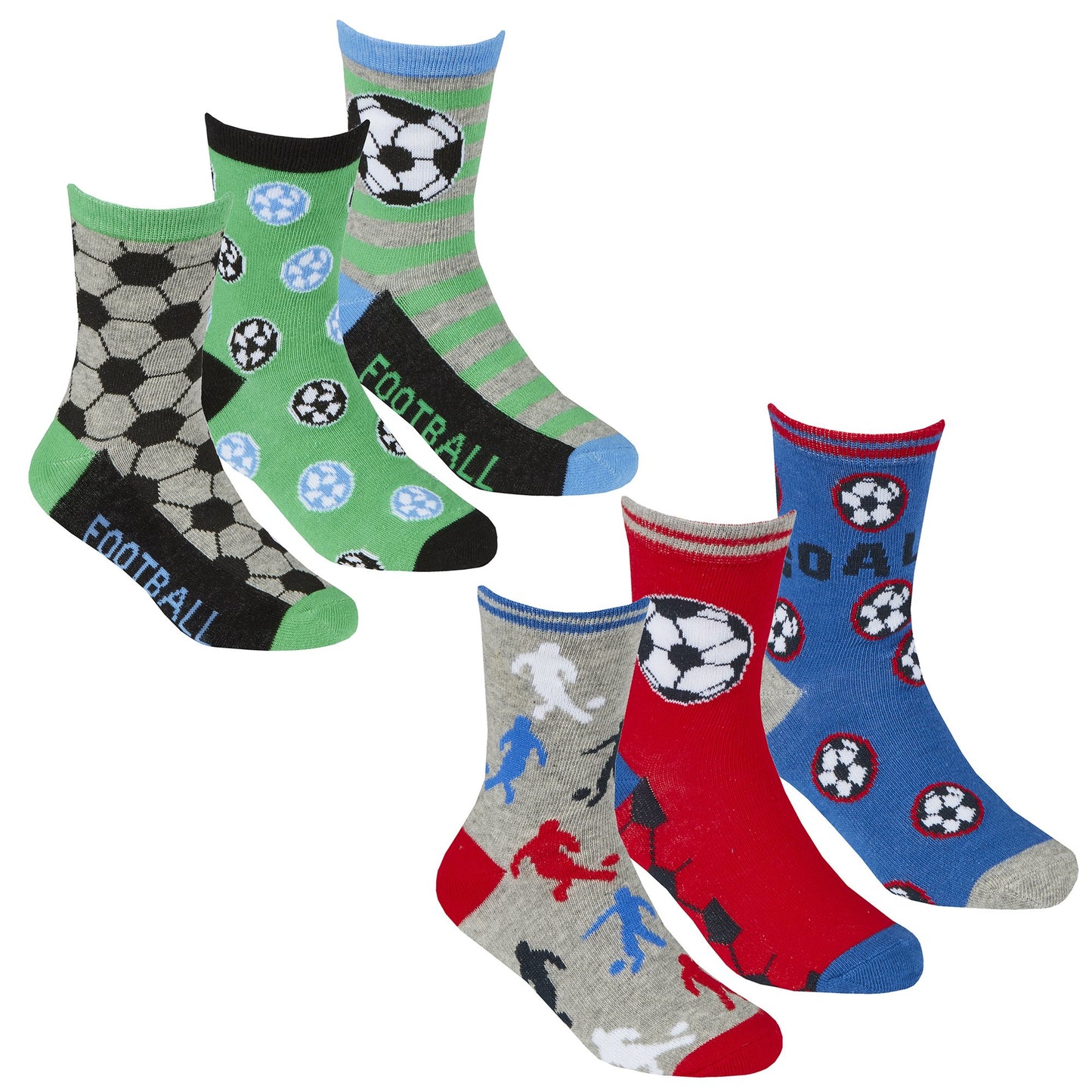BOYS 3PK COTTON RICH SOCKS - FOOTBALL (6-3.5 assorted) 42B671 - Kidswholesale.co.uk