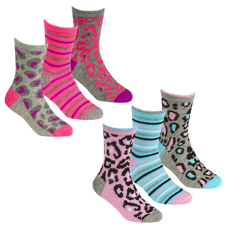 GIRLS 3PK COTTON RICH SOCKS - Leopard (6-3.5 assorted) 43B650 - Kidswholesale.co.uk