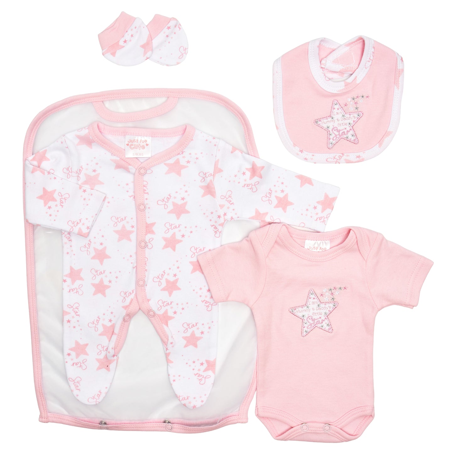 4pc Prem Pink/Sky Layette Set- Stars (3-8lbs) (PK12) 45JTC9401