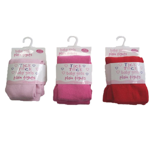 SOFT BABY GIRLS TICK TOCK PLAIN STRETCHY TIGHTS - Kidswholesale.co.uk