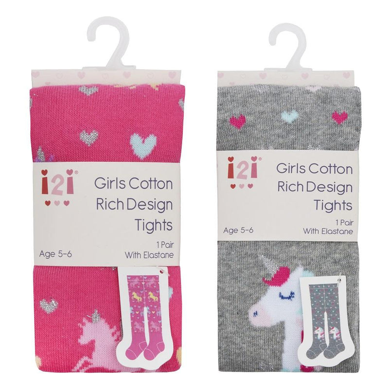 Girls Design Tights - Unicorn - 2-8 Years (46B433) - Kidswholesale.co.uk