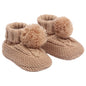 Coffee 'Elegance' Cable Knit Bootees w/Pom Pom : ABO12-COF