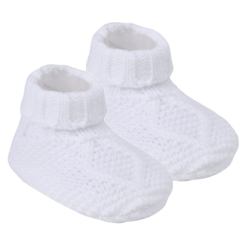 Baby Chain Knit Booties - White (PK6) (NB-12m) ABO14-W