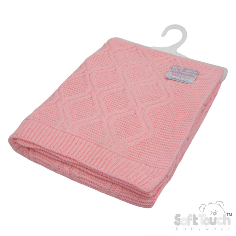 BABY PINK 'CHAIN' KNIT WRAP (PK1) ABP14-BP