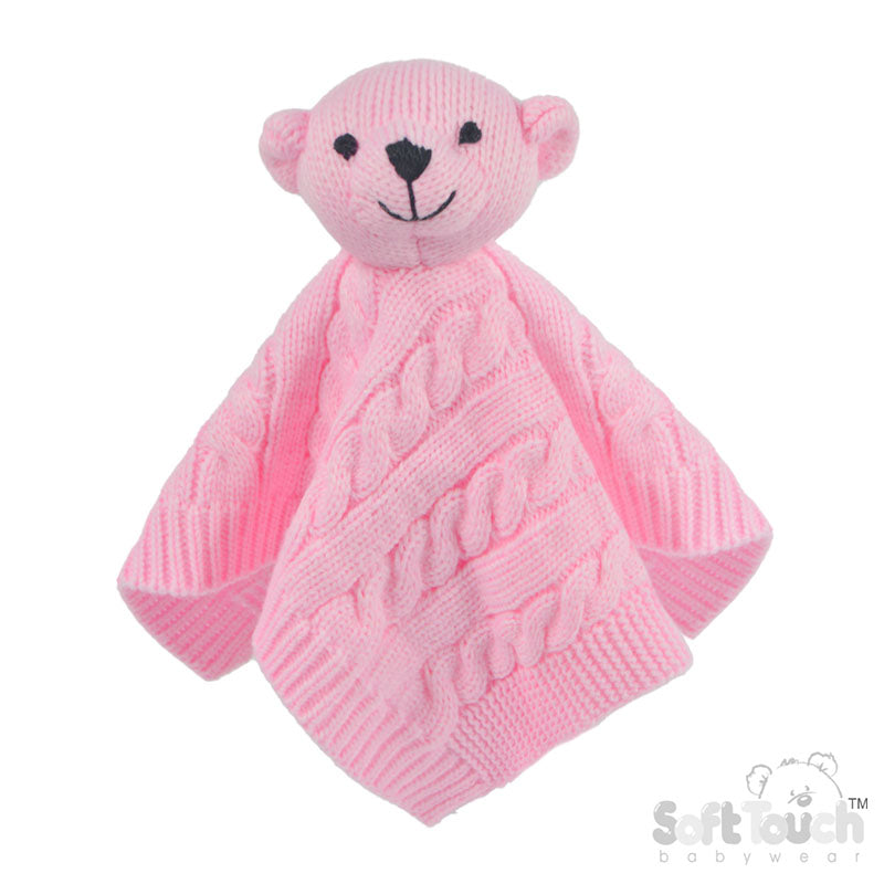 Pink Cable Knit Elegance Bear Comforters (PK6) ACO12-P