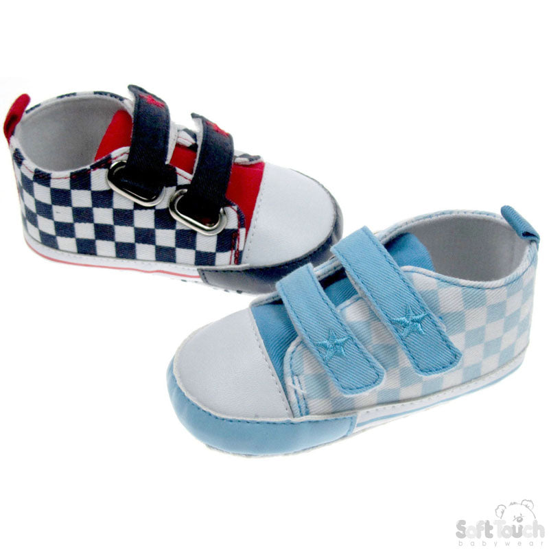 BOYS COTTON TWILL CHECKERED SHOES: (B1357)