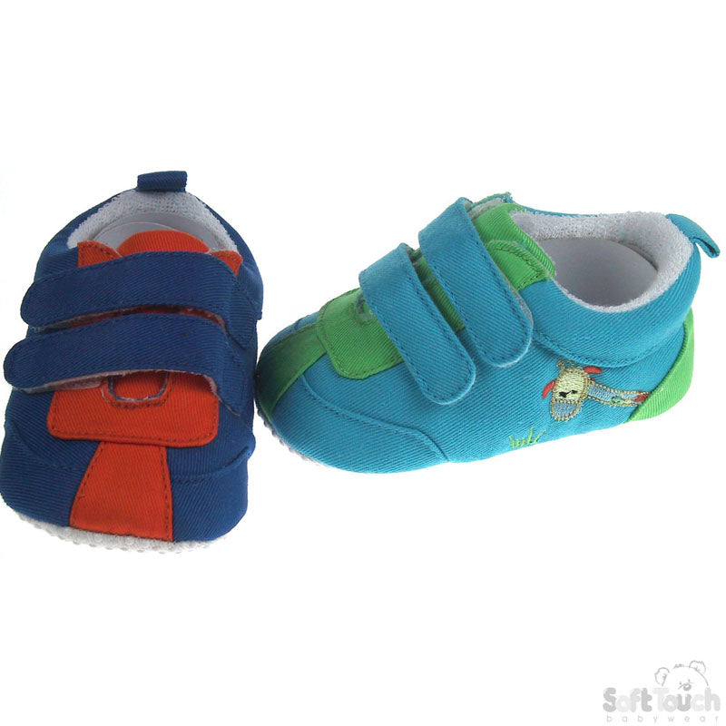 BOYS COTTON TWILL/PU SHOES: (B1572)