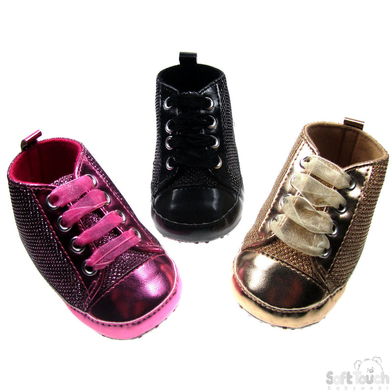 Girls Shiny Net Trainers