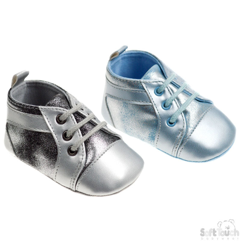 BOYS ICED SHINY PU SHOES W/LACE: (B2168)