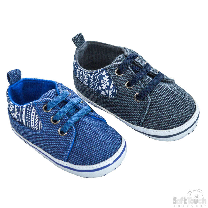 BOYS AZTEC PRINT COTTON TWILL SHOES: (B2236)