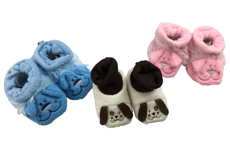 FLEECE BOOTEES W/HAPPY DOG FACE: B993 - Kidswholesale.co.uk