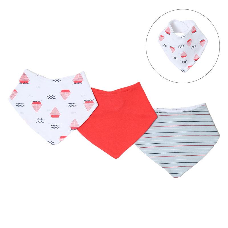 BOYS 3 PACK PLAIN, STRIPES & NAUTICAL BANDANA BIB SET - BB367 - Kidswholesale.co.uk