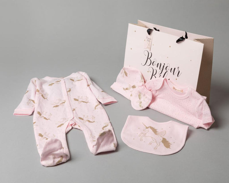 Baby Girls 5 Piece Multi Pack Gold Lurex Unicorn Set (NB,0-3,3-6 Months)-T20768