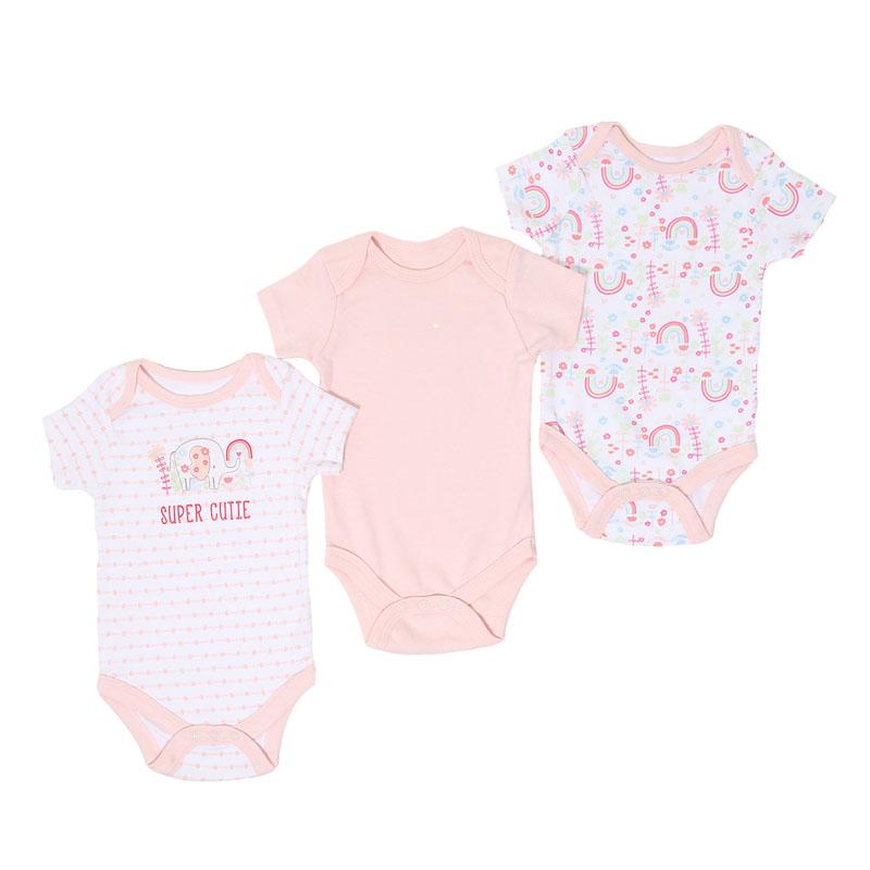 GIRLS 3 PACK ELEPHANT BODYSUITS (NB-9 MONTHS) BG203 - Kidswholesale.co.uk