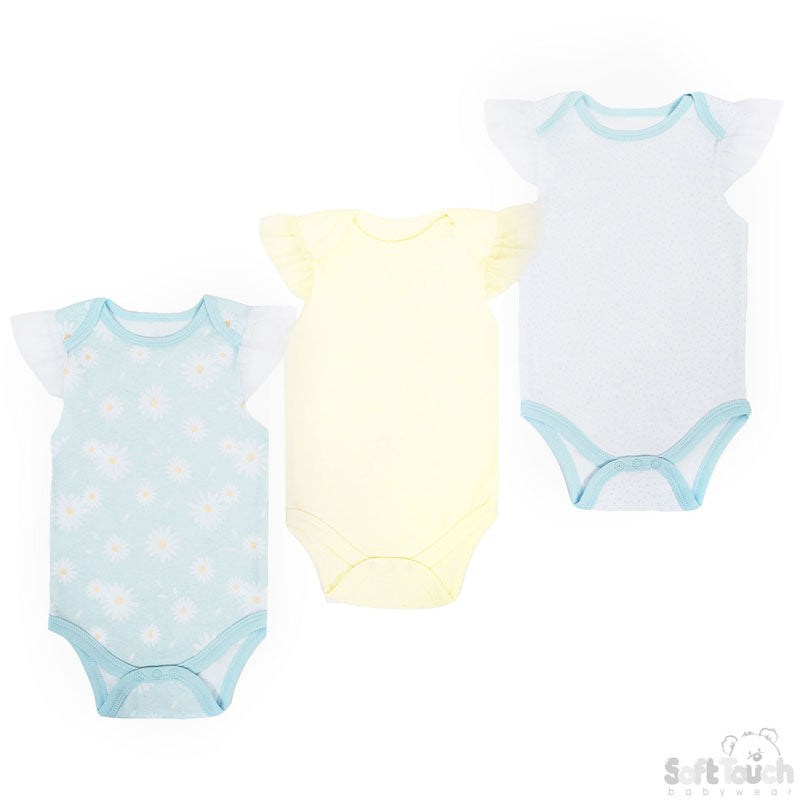 3 Pack Bodysuits Daisy (0-3 Months)-4CC201-BS