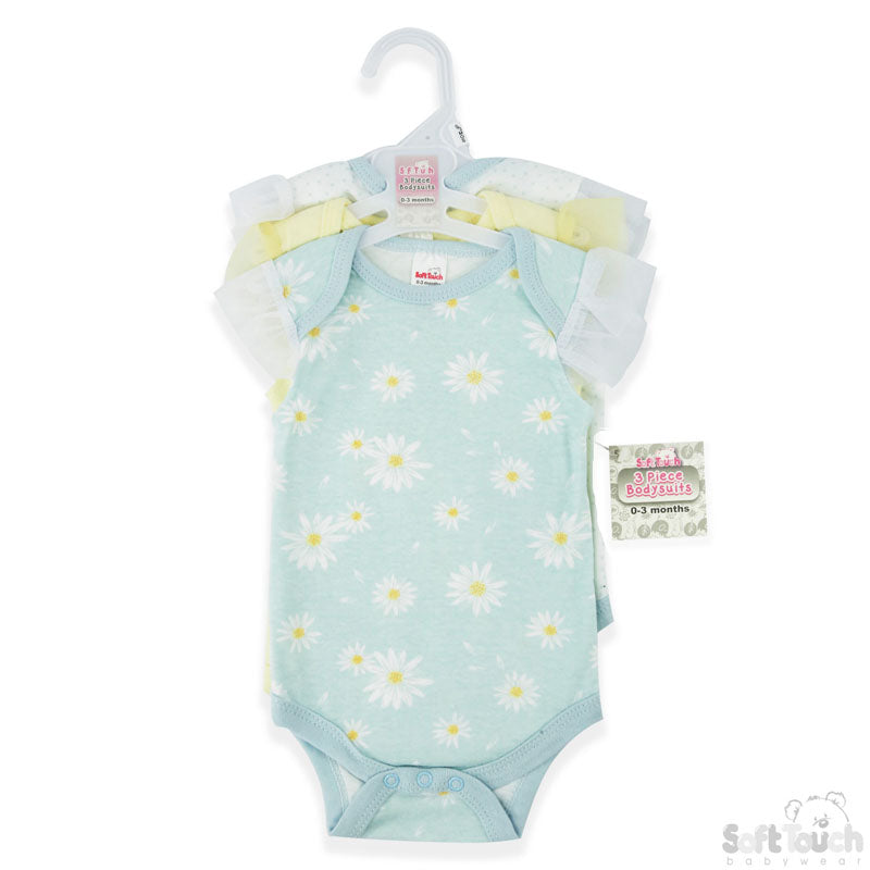 3 Pack Bodysuits Daisy (0-3 Months)-4CC201-BS