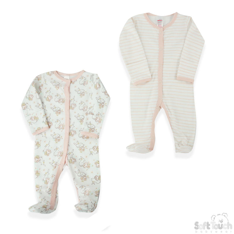 2 Pack Sleepsuit Bunny l (0-3 Months)-4CC202-SS