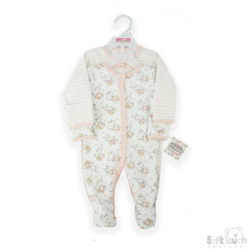 2 Pack Sleepsuit Bunny l (0-3 Months)-4CC202-SS