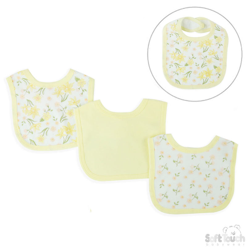 Girls 3 Pack Velcro Bibs: CC203-B (Floral)