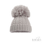Grey 'Elegance' Cable Knit Hat w/Pom Pom : H650-G-SM