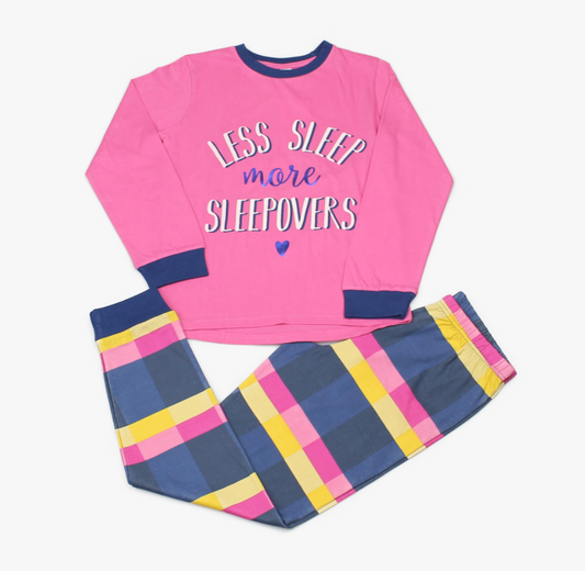 Girls Pyjama Pyjama Less Sleep More Sleepover (7-12yrs)-M6381