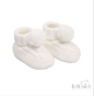 White 'Elegance' Cable Knit Bootees w/Pom Pom : ABO12-W