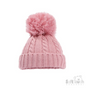 Dusty Pink 'Elegance' Cable Knit Hat w/Pom Pom : H652-DP-MED
