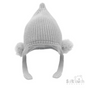 Grey Chenille Knit Hat w/Faux Fur Pom  Poms (NB-12 Months) H642-G-SM