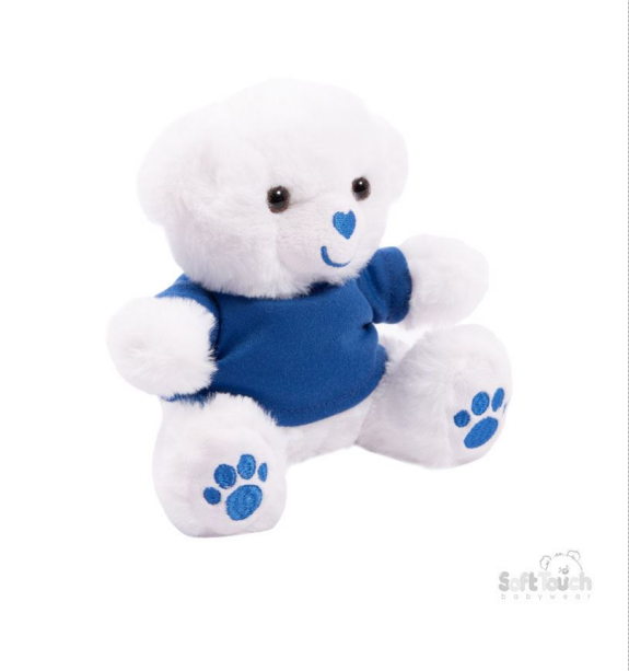 15cm White Teddy w/Navy T-Shirt : TB315- N