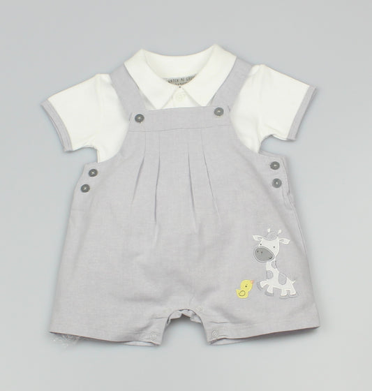 Boys Dungaree & Top Giraffe (0-9 Months)-GF1056