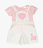 BABY GIRLS SWAN DUNGAREE & TOP SET (0-9 MONTHS) J1538 - Kidswholesale.co.uk