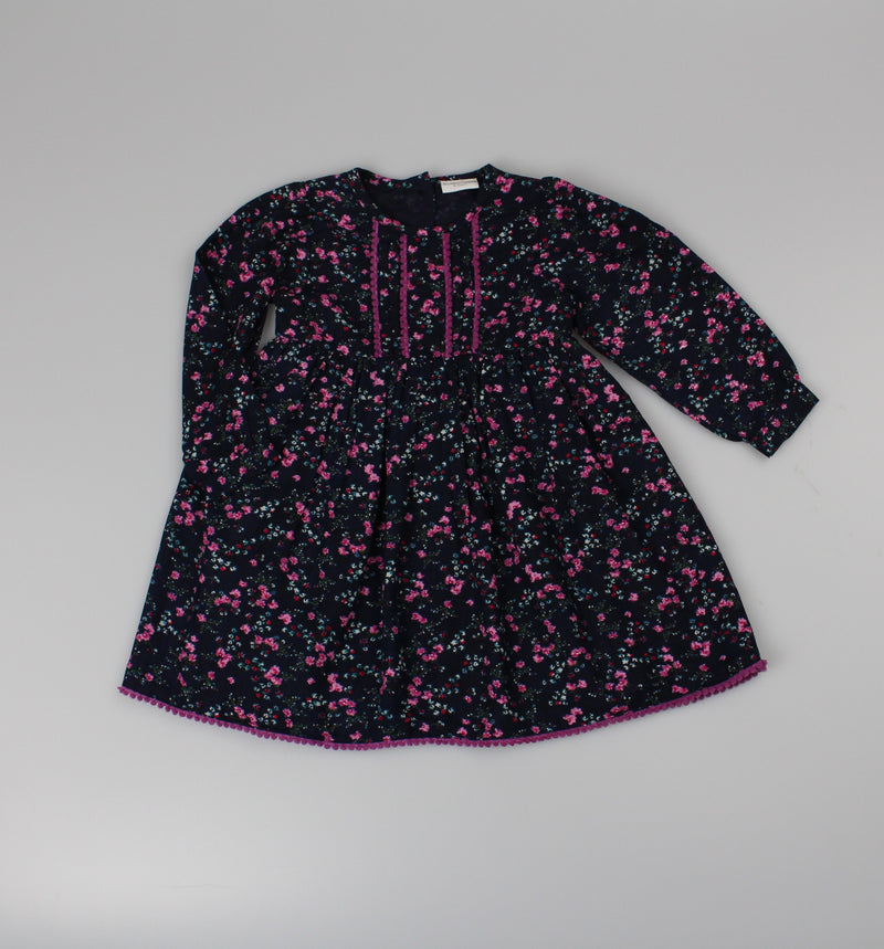 Baby Girls Lined Viscose Dress - Navy Floral (PK6) (1-3) F32520