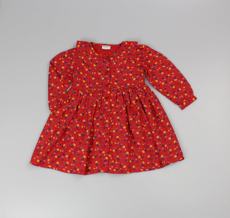 Baby Girls Lined Viscose Dress - Red Floral (PK6) (1-3) F32523