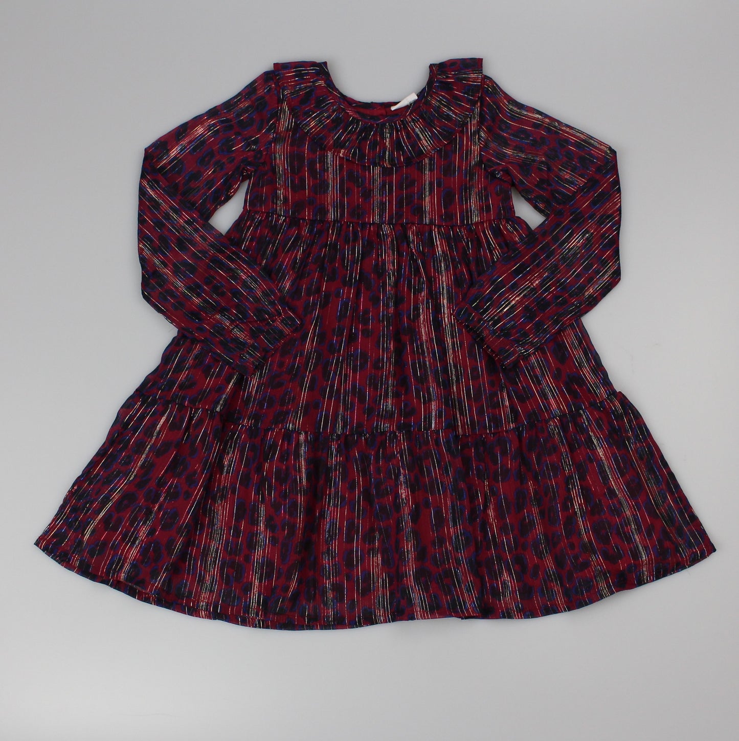 Girls Lined Polyester Lurex Dress - Purple Leopard (PK6) (3-8y) F52529