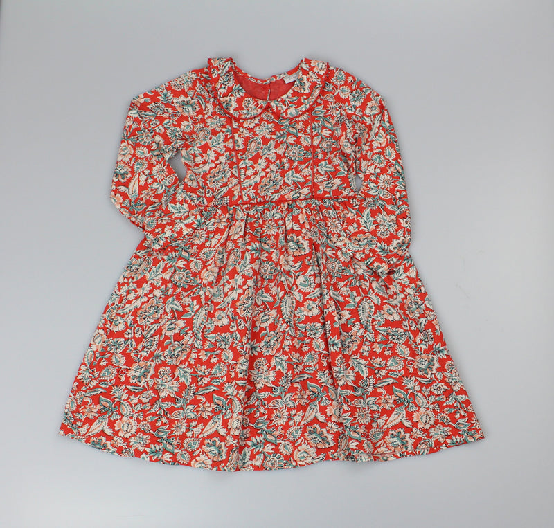 Girls Lined Viscose Dress -Red/Paisley (PK6) (3-8y) F52538