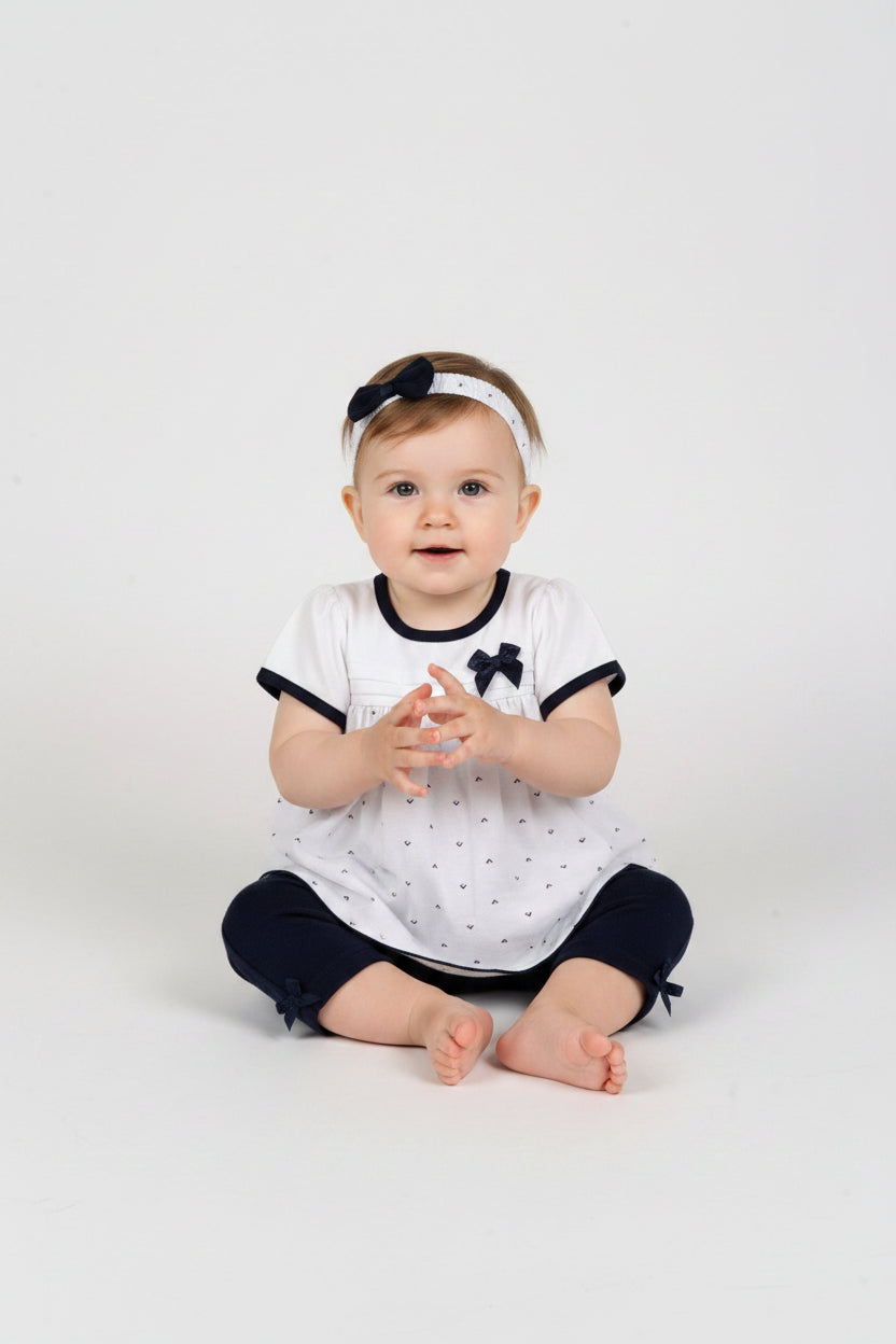 Baby Girls 3pc Legging Set - Sailor - 0-9M (G1258) - Kidswholesale.co.uk