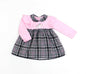 Unicorn Girls Pink Check Dress (12-24MNTH) L3013 - Kidswholesale.co.uk