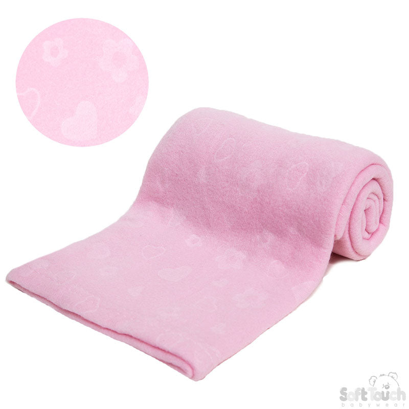 PINK EMBOSSED FLEECE BABY WRAP (BP) (PK12) FBP06-P