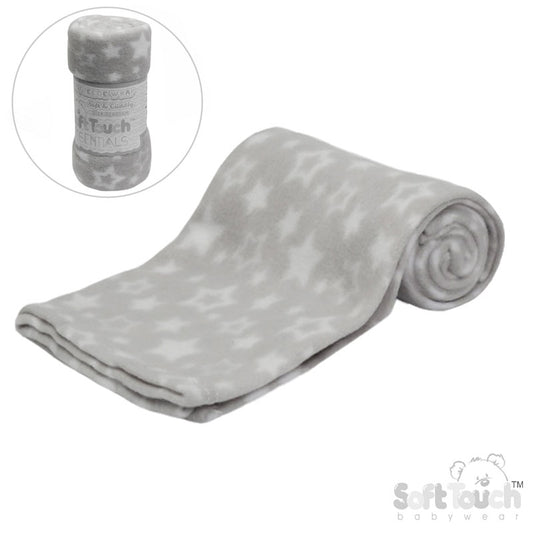 PRINTED GREY BABY FLEECE WRAP (PK12) FBP10-G
